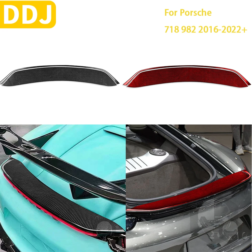 

For Porsche Boxster Cayman 718 982 2016-2022 Car Tailpiece Trim Sticker Carbon Fiber Interior Car Accessories LHD RHD