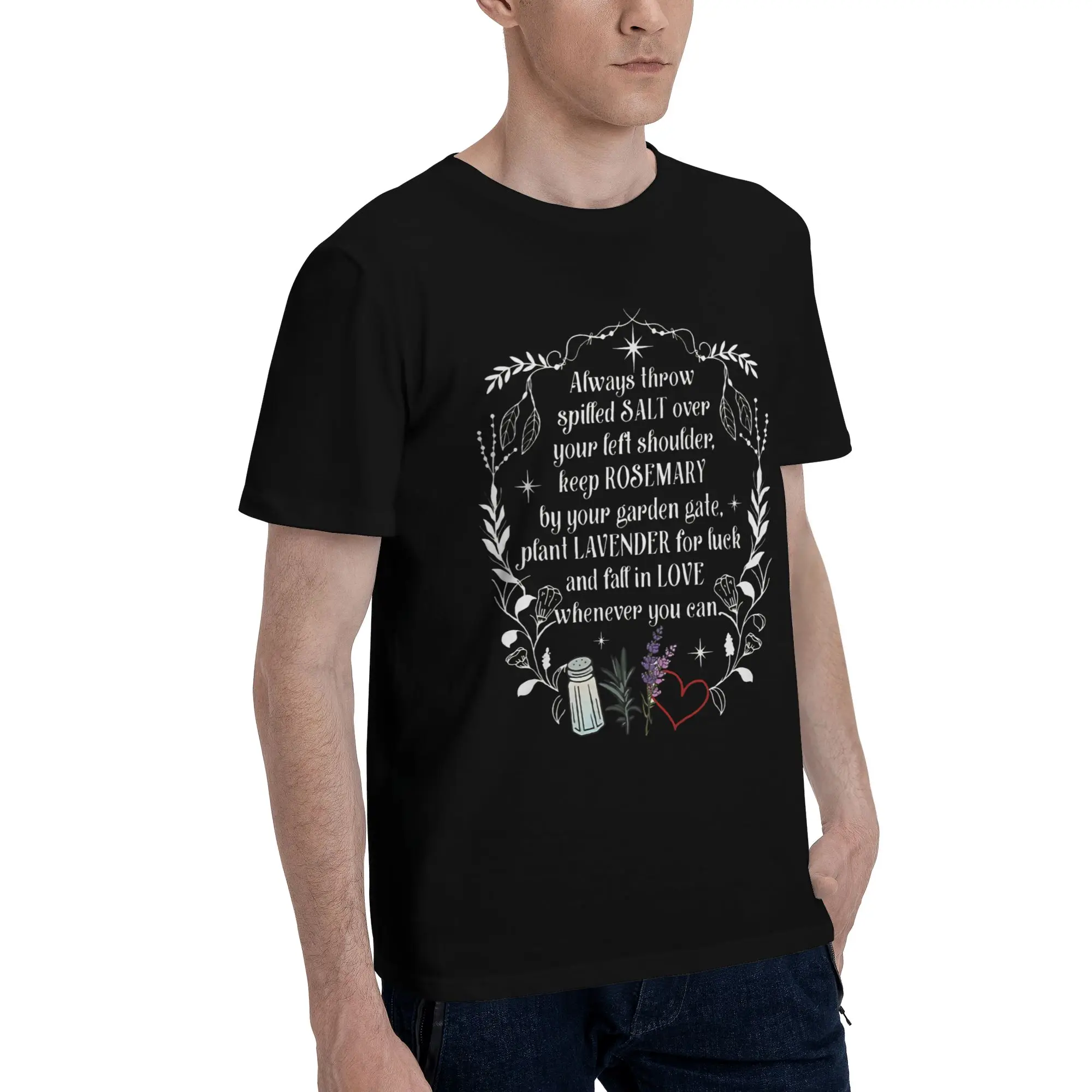 Men Women Practical Magic 2 Witchy Quote Spilled Salt Rosemary Lavender Love Shirt 100% Cotton Printed T-Shirt  Top Clothing