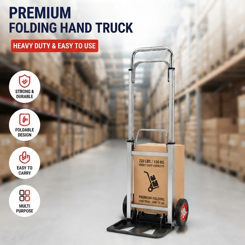 Foldable Aluminum Trolley, Portable Trolley, lightweight and Foldable, with Wheels, Suitable for Luggage, Warehouse and Household Transportation