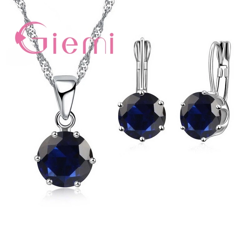 New Fashion Luxury CZ Jewelry Sets 925 Sterling Silver  Earring Pendant Necklace Set Women Anniversary  Engagement Gift