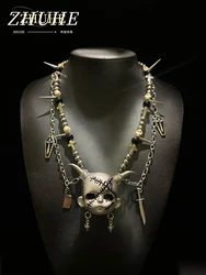 ZHUHE Horned Doll Necklace New Gothic Style For Women Men's Jewelry Accessories For Party Gifts