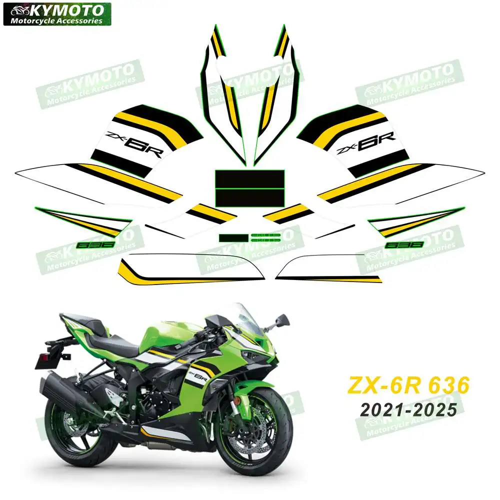 For ZX-6R ZX6R 21 ZX636-2021 2022 2023 2024 2025 motorcycle accessories stickers logos fairings decals complete decoration set