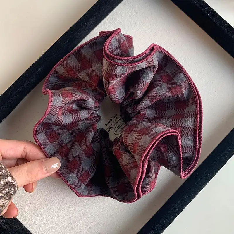 Grandi elastici Fasce per capelli scozzesi vintage Eleganti elastici per coda di cavallo Accessori per capelli da donna