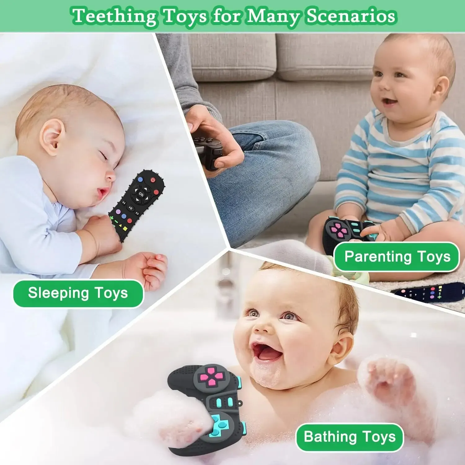 2PCS Silicone Baby Toys Remote Control Gamepad Shape Teether Toy BPA Free Silicone Teething Chewing Toy Sensory Baby Accessories