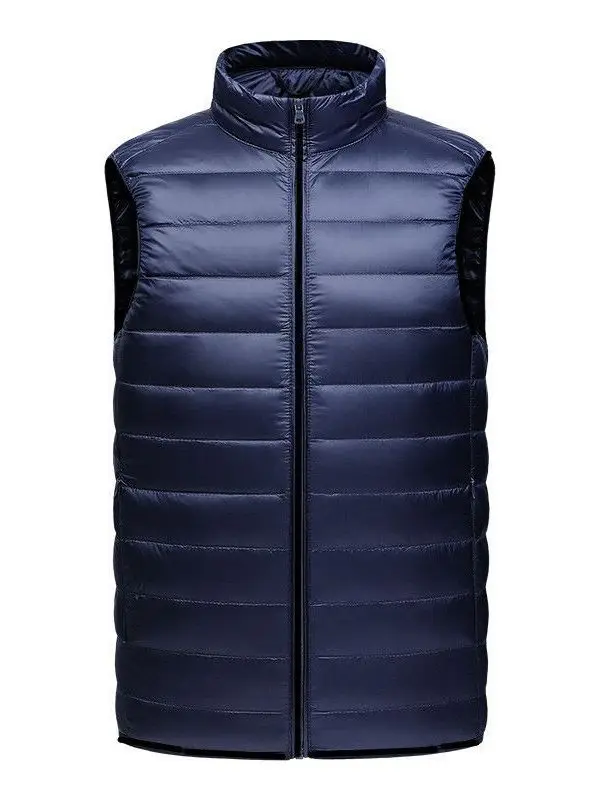 

Теплый легкий пуховый хлопковый жилет для мужчин, осенне-зимний воротник-стойка, спортивный повседневный морской жилет большого размера