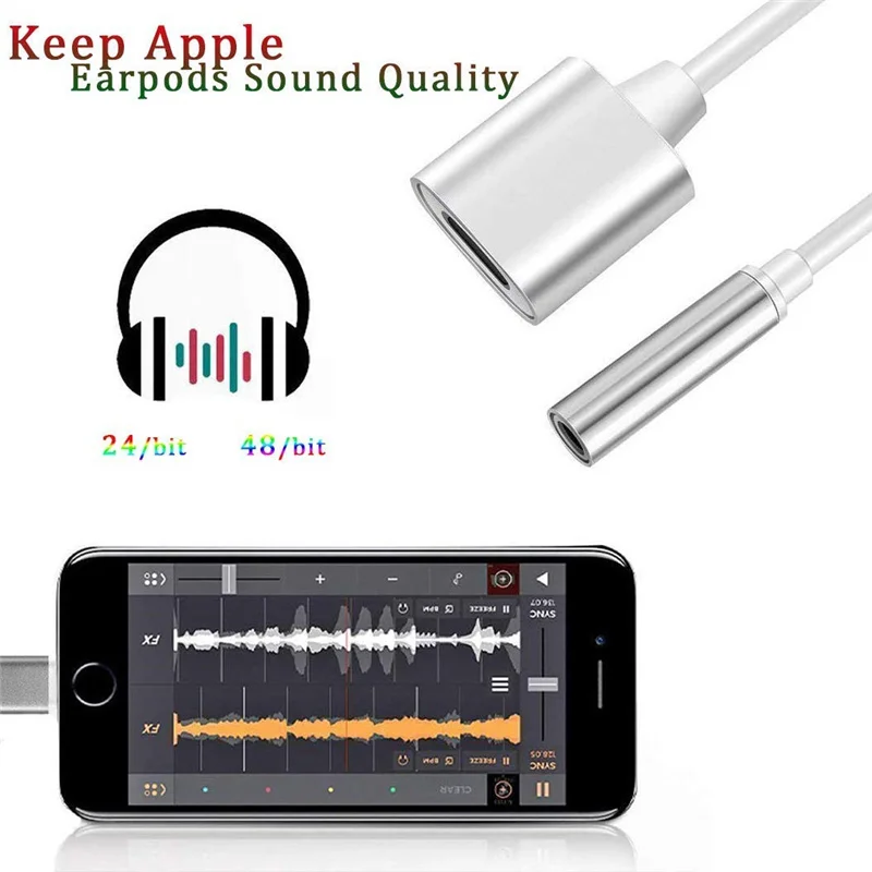 2 In 1 Lighting To 3.5mm Jack Headphone Aux Cable & Charging Splitter Adapter for IPhone 14 12 13 11 Pro Max Mini XS Converters