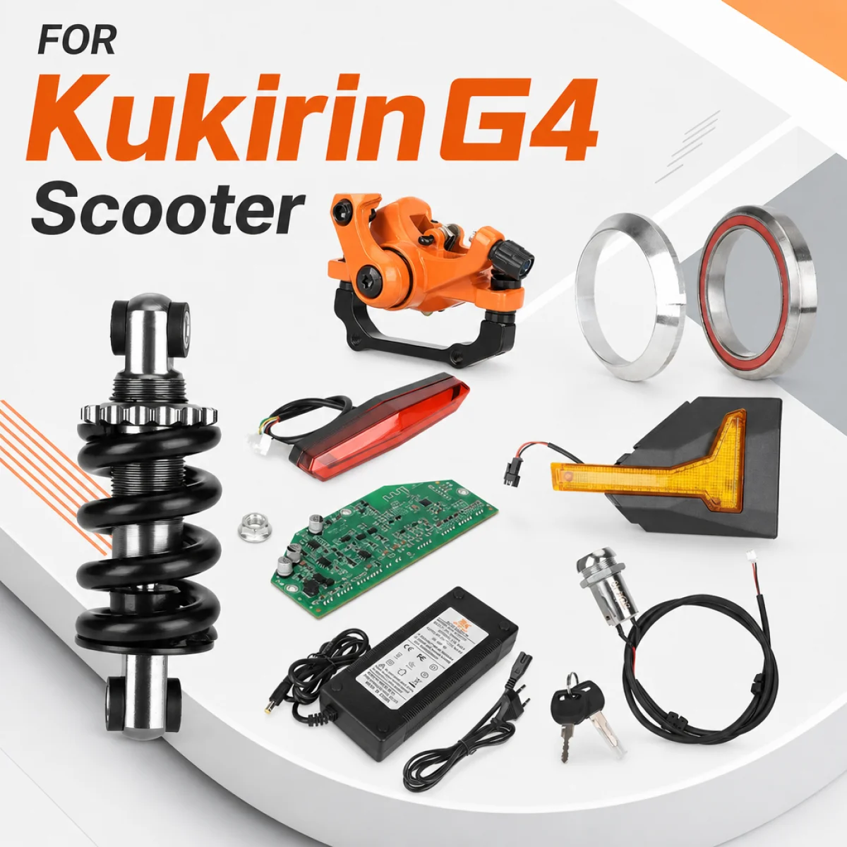 Front Swing Arm Assembly with Disc Brake Ignition Switch and Main Motor Cable for KukirinG4 Scooter