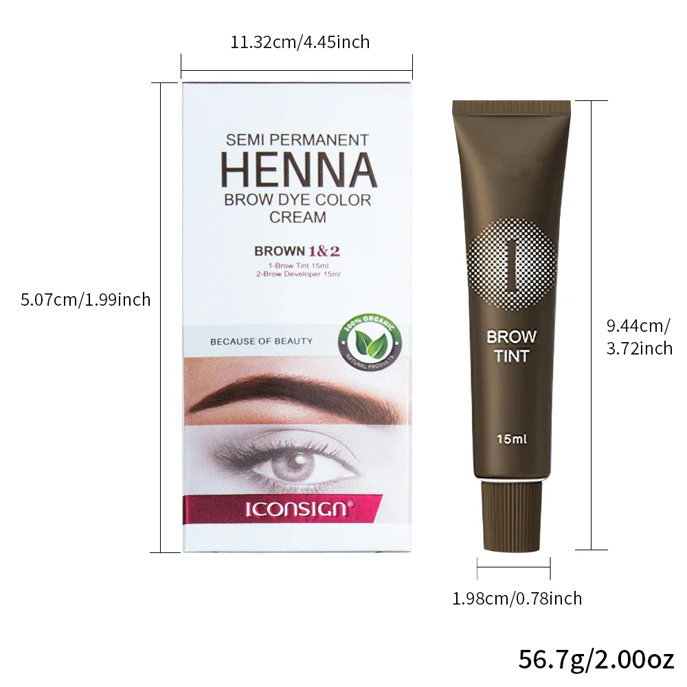 ICONSIGN Eyebrow Tint Professional Henna Eyelash Eyebrow Dye Tint Semi-Permanent Lash Brow Tinting Kit Brown Eyebrows Dye Makeup