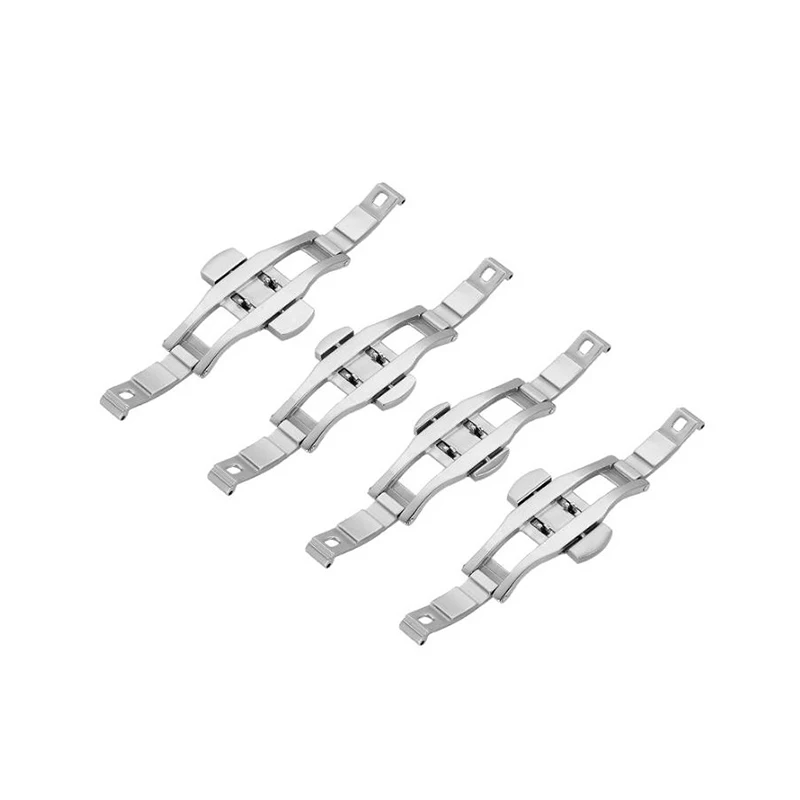 Aço inoxidável automático borboleta relógio fivela, polido banda, prata orient botão para Longines, duplo empurrar acessórios, 5mm, 6mm