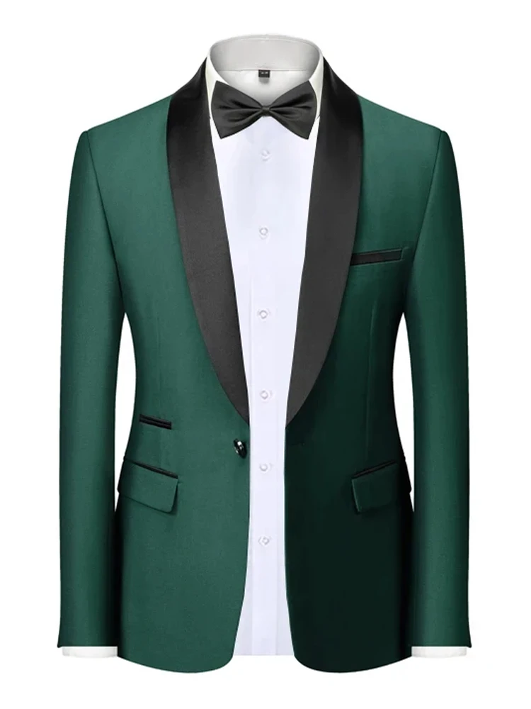 Herren-Blazer, schmale Passform, Anzugjacke, 1-Knopf-Samt, Schalkragen, Hochzeit, formelle Anzugjacke – Detail 9