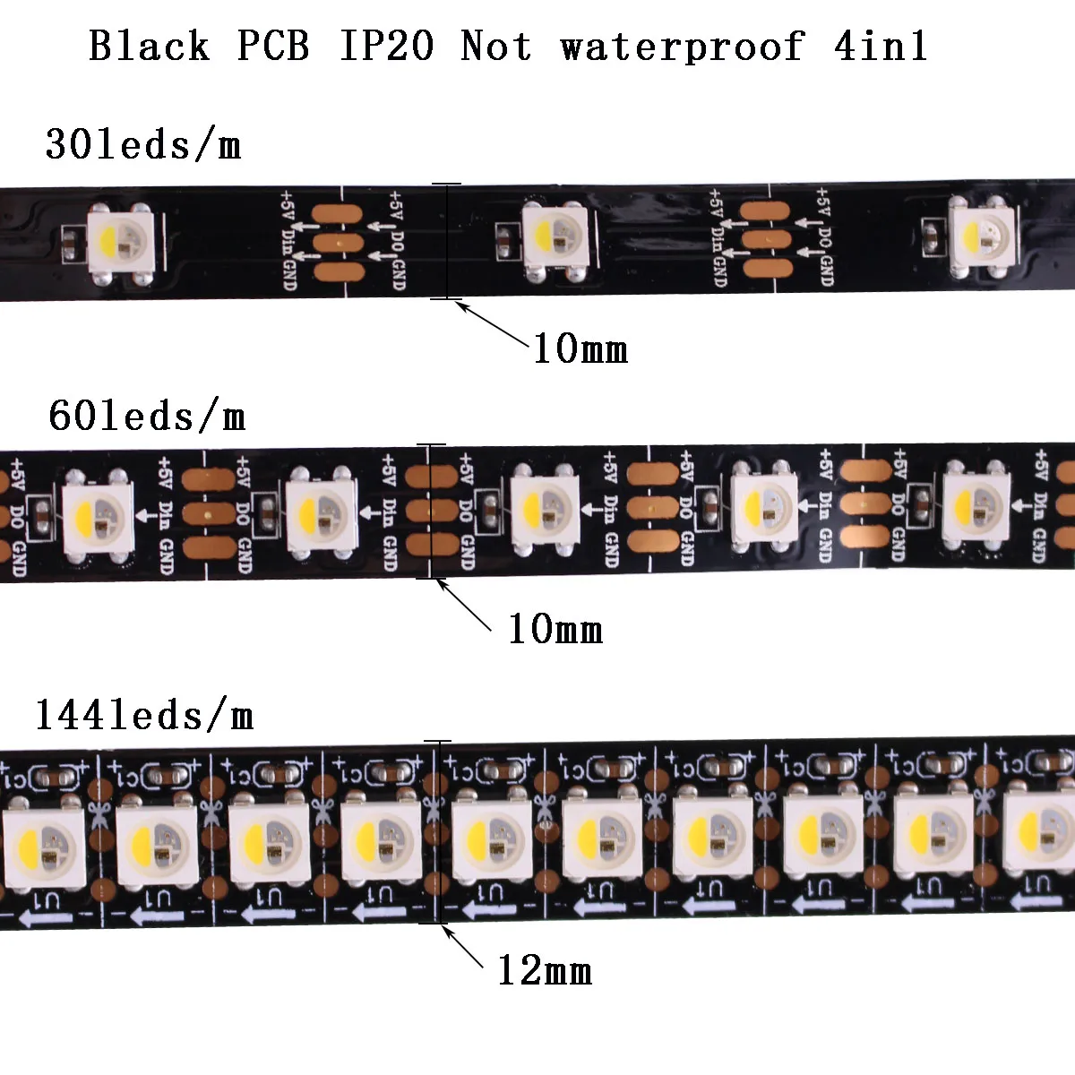 SK6812 RGB RGBW (similar ws2812b) 4 in 1 1m/4m/5m 30/60/144 leds/pixels/m;individual addressable led strip IP30/IP65/IP67 DC5V