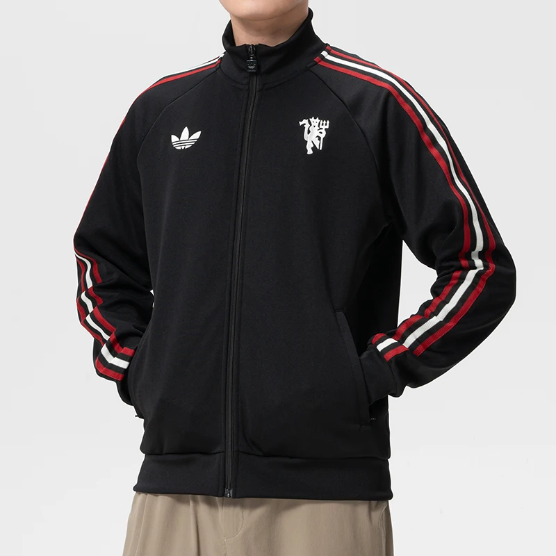 Ropa deportiva Adidas para hombre, chaqueta con cuello alto para entrenamiento de fútbol, ​​chaqueta de punto informal retro a la moda, Jz2230
