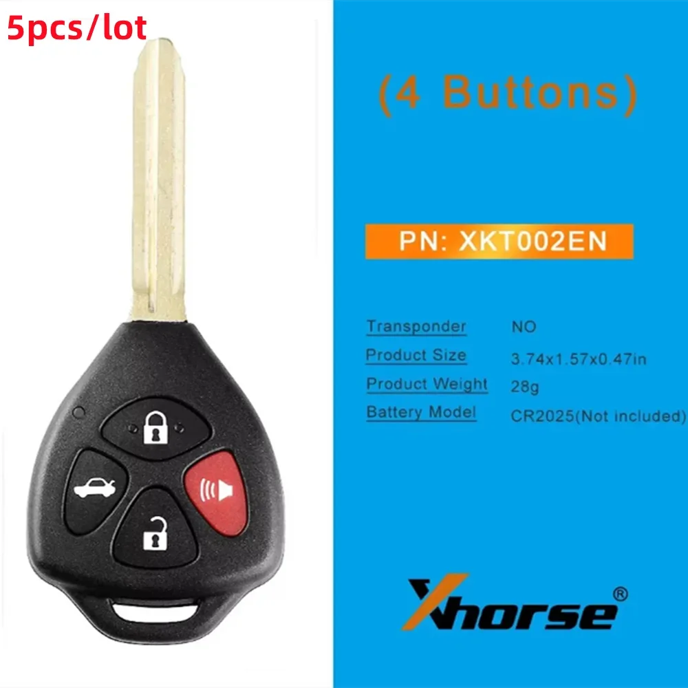 5pcs XHORSE XKTO02EN Wire Flip Remote Key For Toyota Style Triangle 4 Buttons XKTO02EN