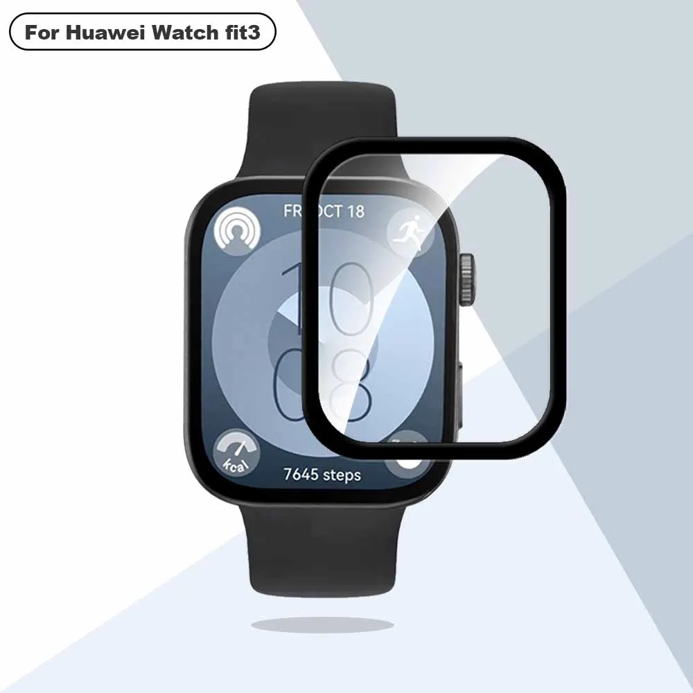 Protector de pantalla de vidrio templado suave curvo completo para Huawei Watch Fit 3 Fit3, accesorios de película para reloj inteligente Huawey WatchFit3, 1-3 piezas