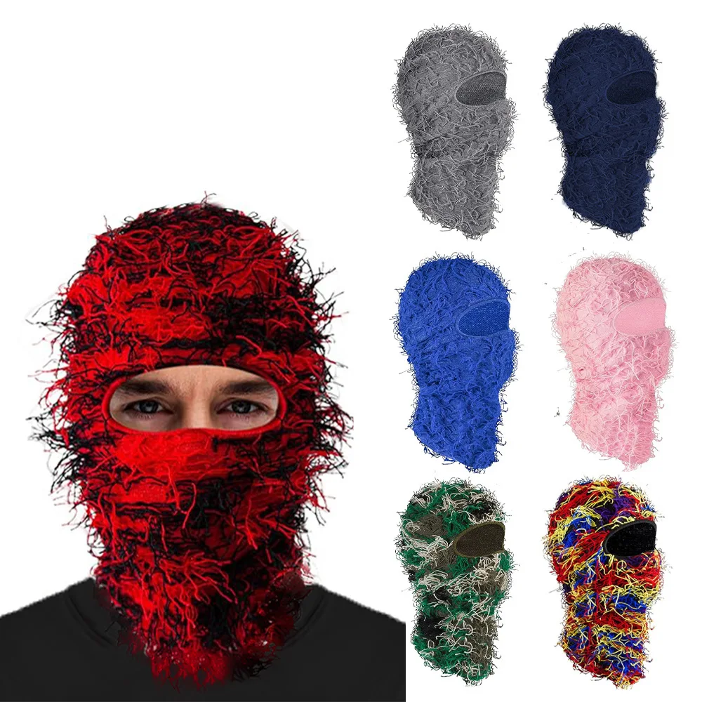 

Single Hole Outdoor Riding Outdoor Plush Hip Hop Balaclava Halloween Party Autumn Winter Keep Warm Knitting Beanie Ski Cap