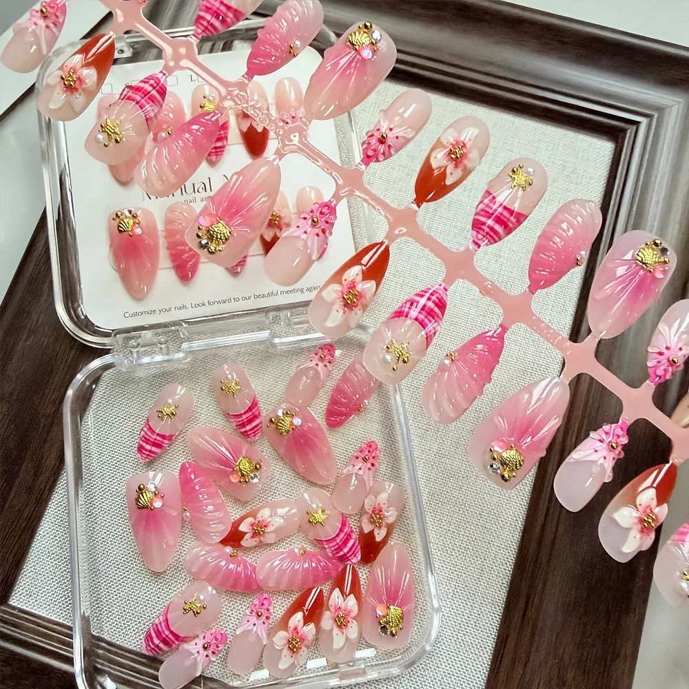 10/30個入り ピンクオンブレ 3Dフラワー プレスオンネ - Pressed Flower Art のレビューと価格
