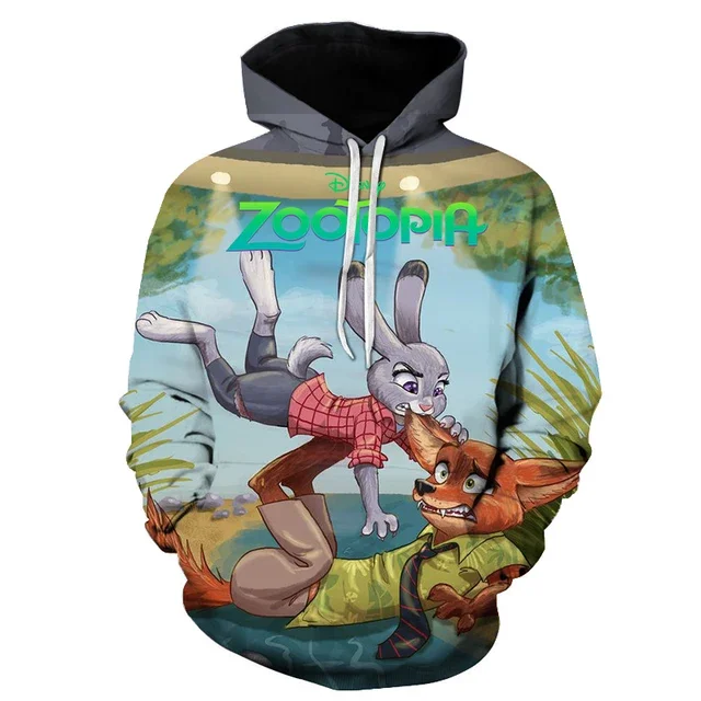 Disney Zootopia Judy Nick Men Women 3d Hoodies Casual Hip Hop Streetwear Long Sleeves Sweatshirts Boys Girls Autumn Tops Coats