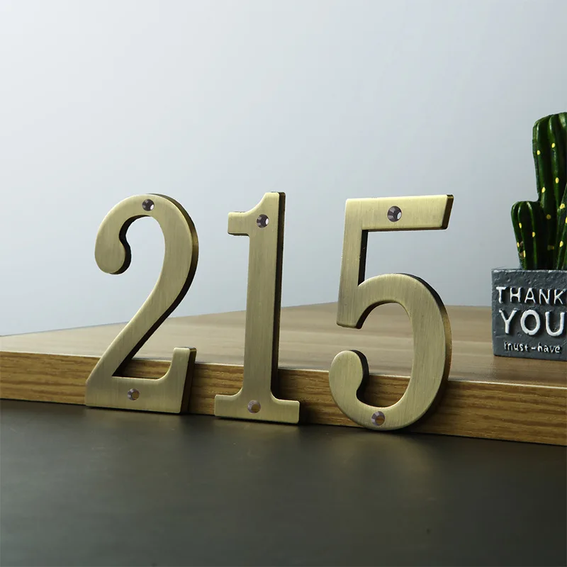 1Pc Solid Zinc Alloy Antique Bronze Brushed House Address Numbers with M2 Screws 3D Mailbox Numbers for Outside Apartment Door