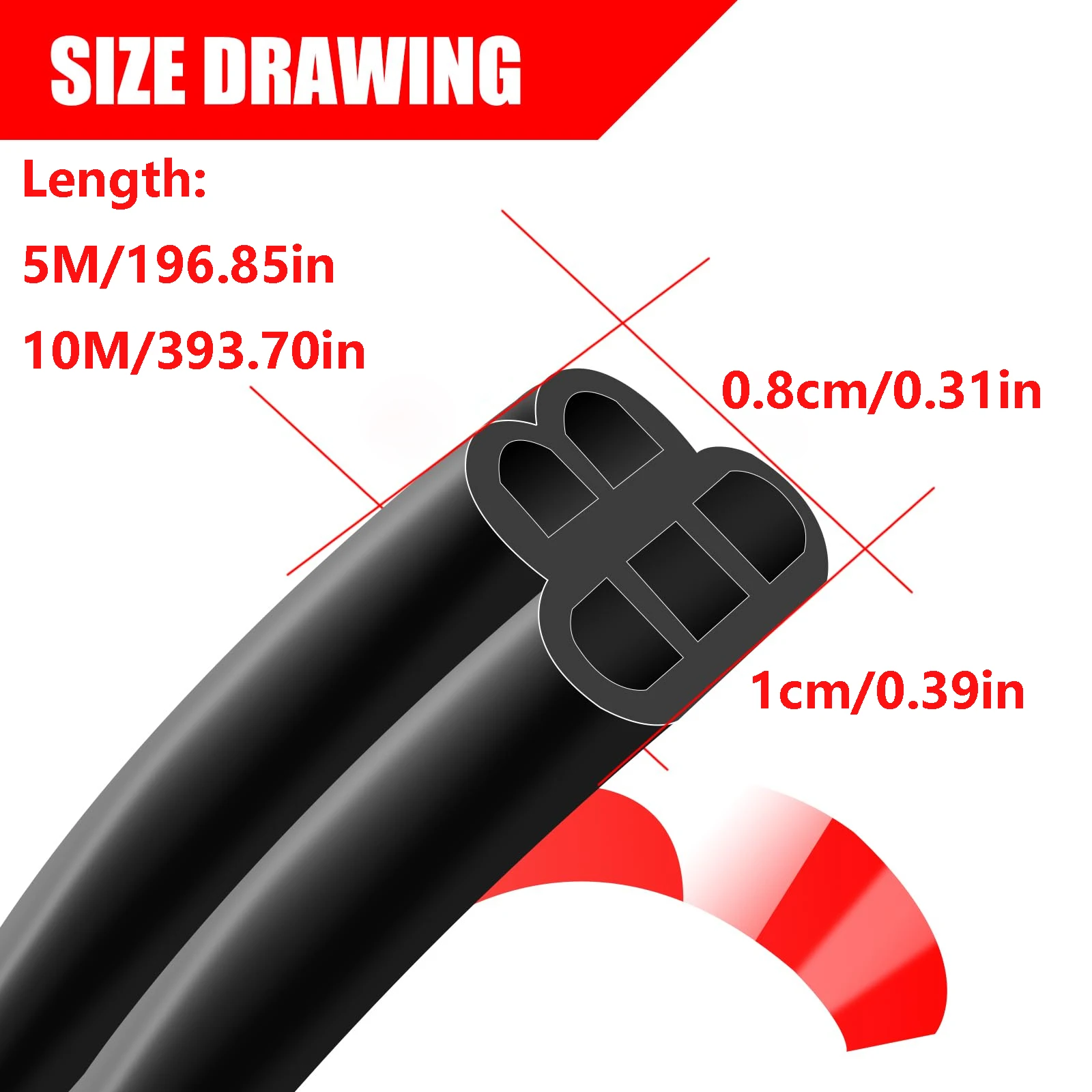 5meters Car Door Weatherstrip Rubber Seal Strip 2-Layer Waterproof Noise Insulation Protector Strip Sealing for Door Hood Trunk