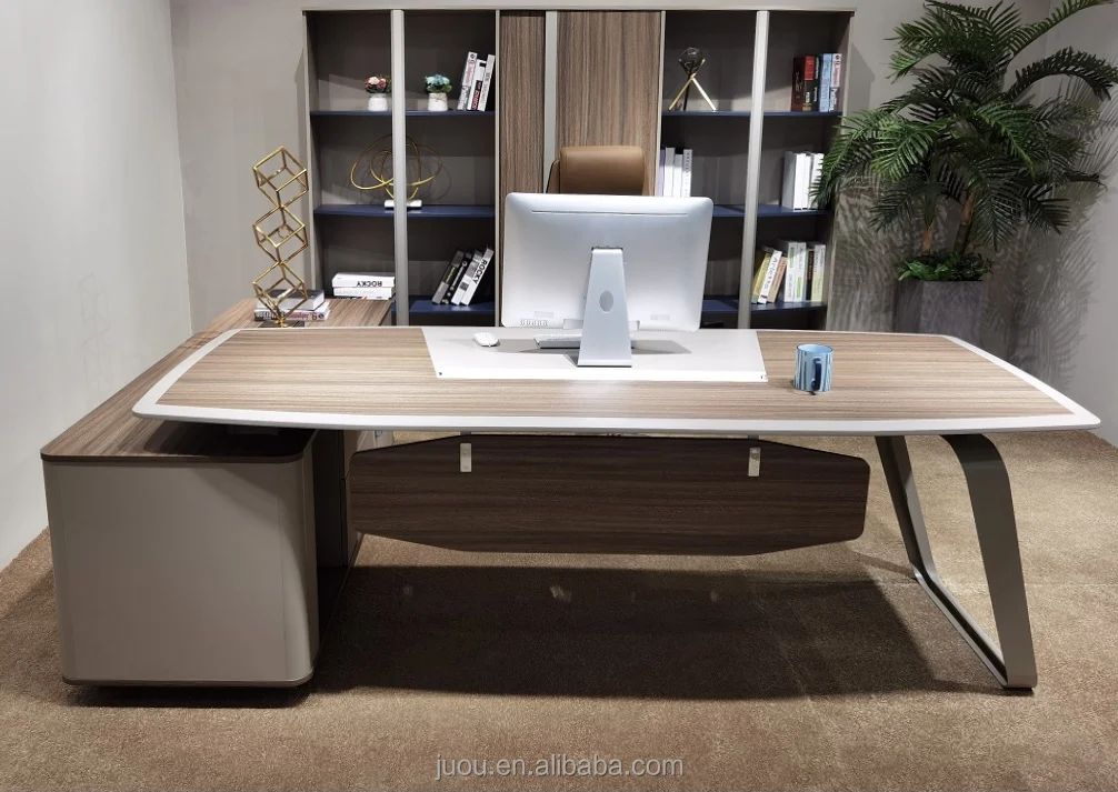 Modern MDF Office Desk L-Shape CEO Desk with Extendable Feature Melamine Wood Office Furniture for Office Building