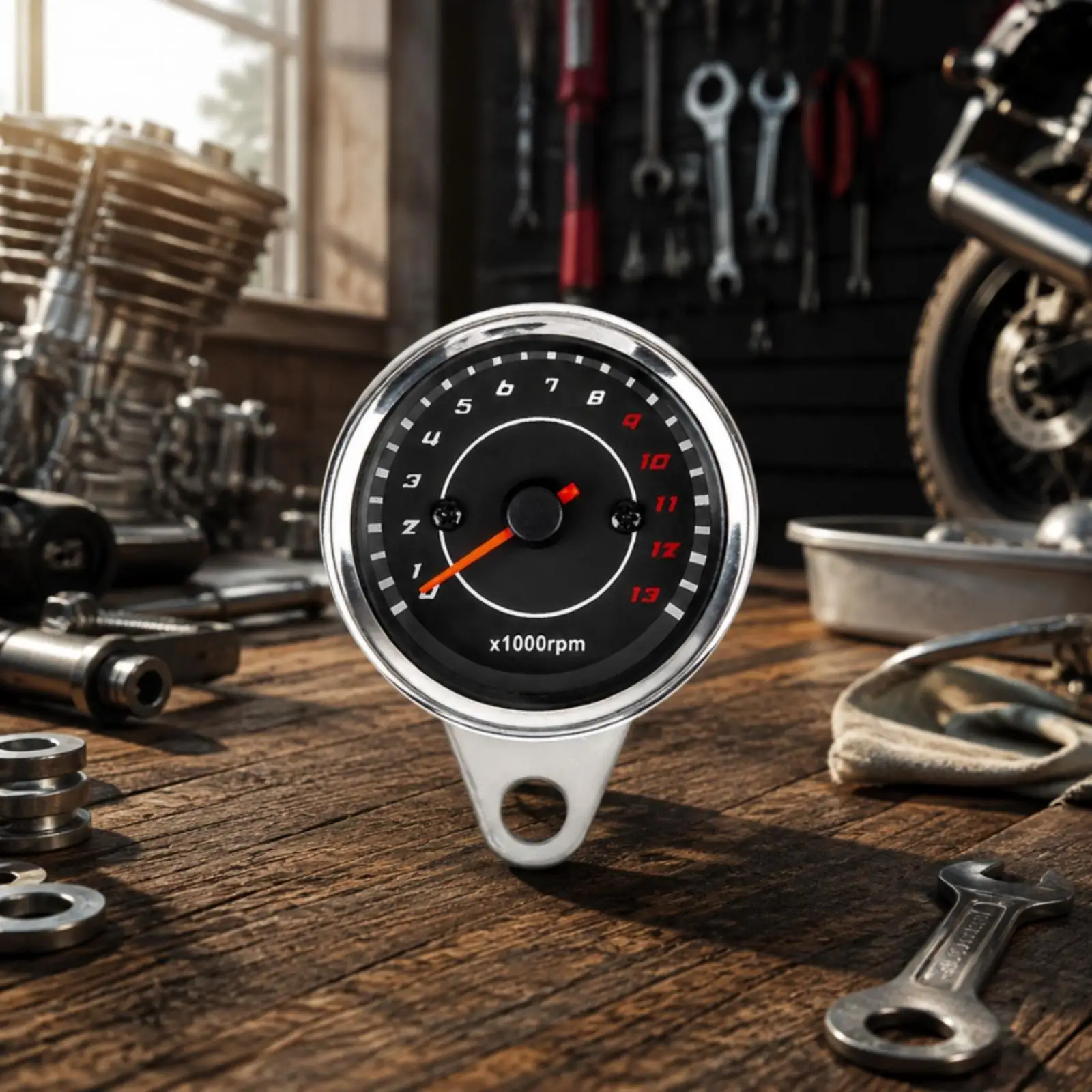 Motorcycle RPM Gauge Replacement Motorcycle Tachometer Gauge with LED Backlight Analog Tachometer with LED Backlighting