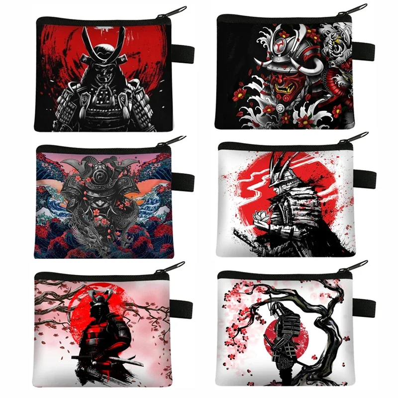 Samurai Warrior Coin Purse Bushido Men Wallet Harajuku Teenager Purse Change Money Bag Small Clutch Hip Hop Demon Coin Bags