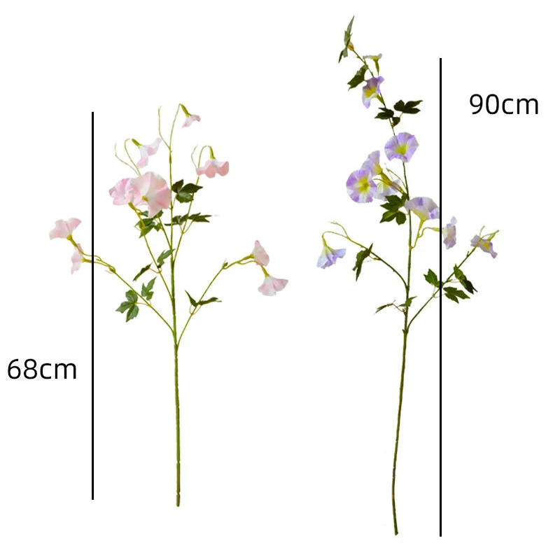 2Pcs Artificial Morning Glory Vine Petunia Real Touch Flowers Fake Morning Glories Bonsai Flowers for Home Office Garden Wedding