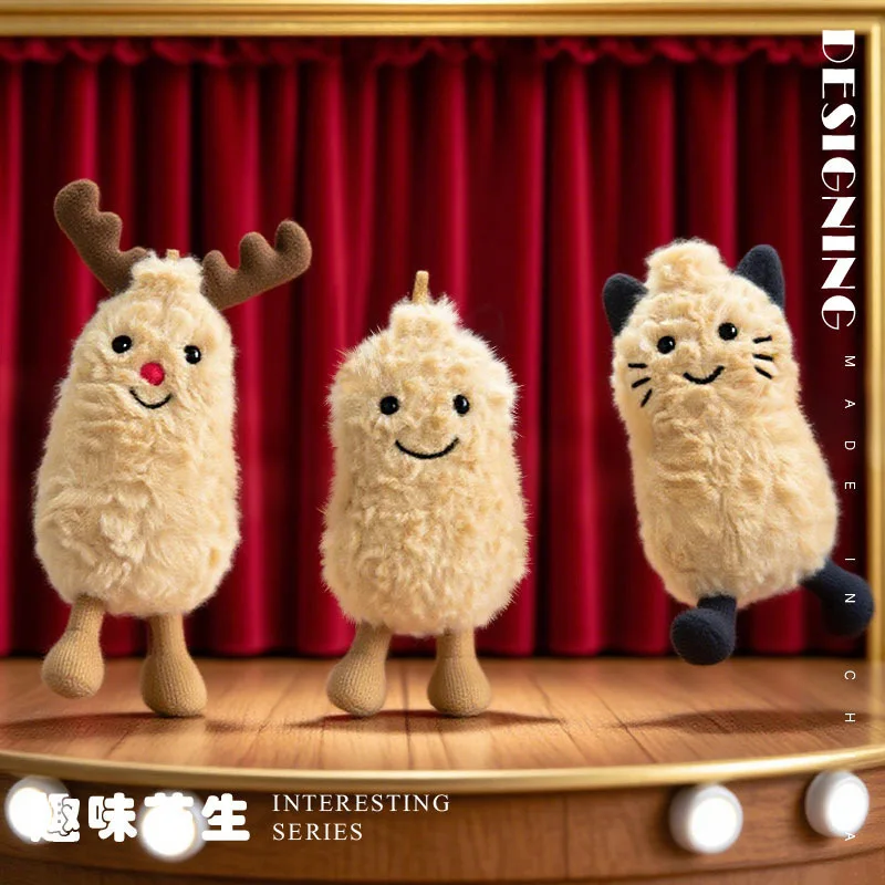 Jelly JC Cat Peanut Series Plush Stuffed Doll Cute Cat Deer Peanut Soft Cartoon Chidren Trendy Toy Girl Bag Charm Festive Gifts