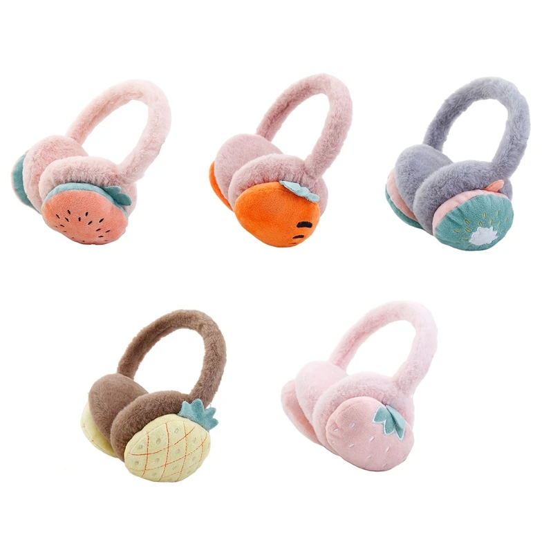 Cache-oreilles pour enfants rose fraise cache-oreilles fille mignon en peluche chaud doux moelleux mignon hiver chaud