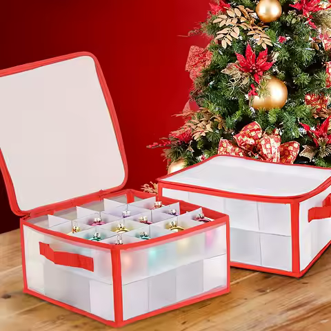32/64 Grid Xmas Tree Decorations Organizer Bauble Storage Divider Toys Home Storage Baubles Storage Box Christmas Balls Storage