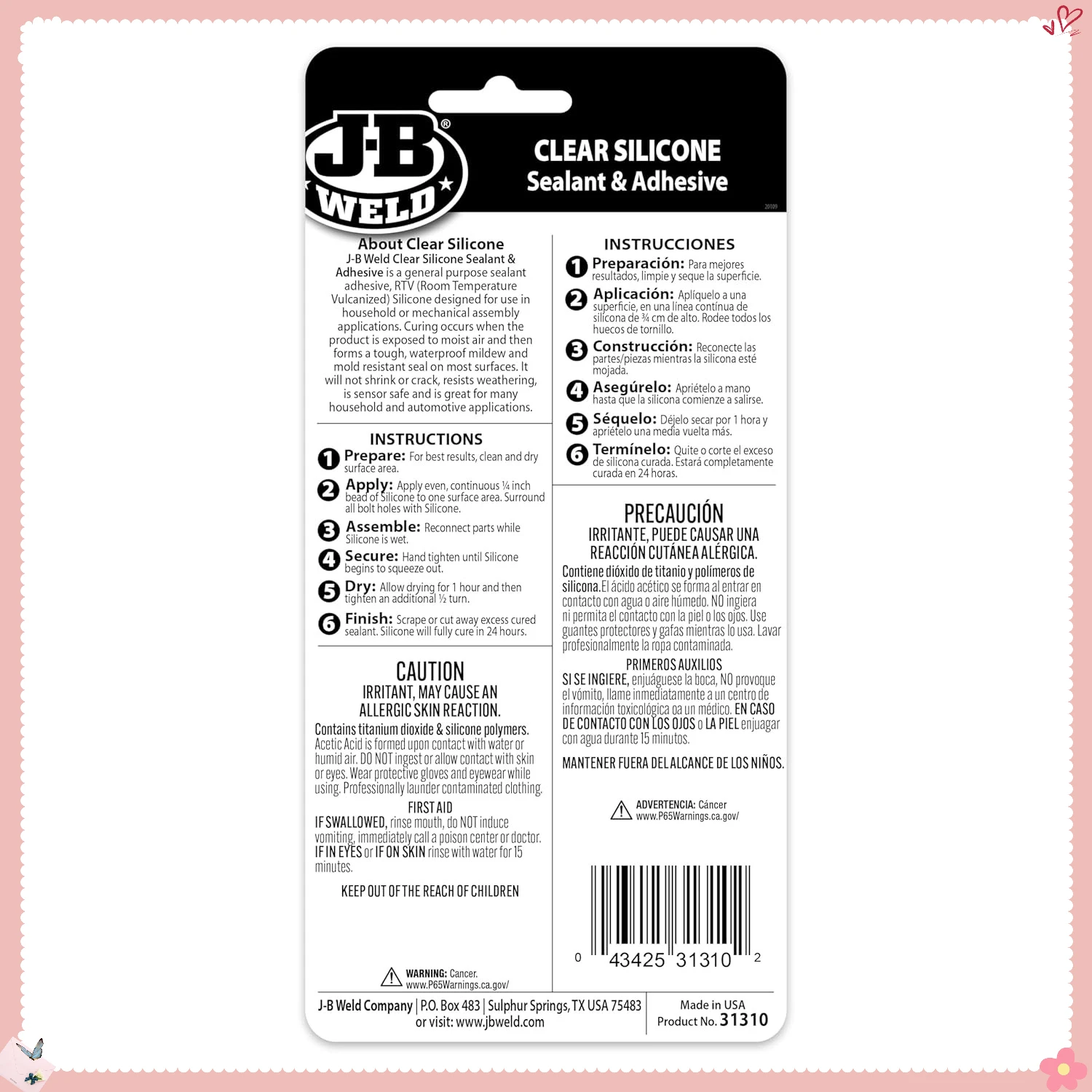 다목적 RTV 실리콘 실란트 투명 3oz - 가정 수리, 보트, 자동차용 방수 접착제 - DIY자, 전문가용