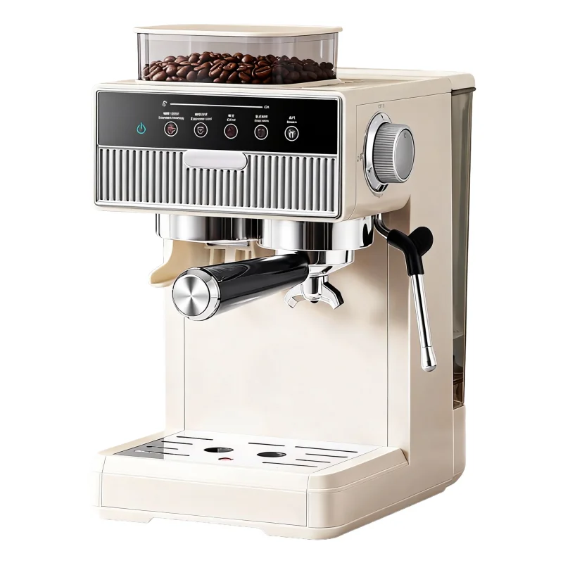 1350W Kaffeemaschine mit Mahlwerk, 5-Tasten-Bedienung, Dual-Brühsystem, 20 Mahlgrade, mit Dampfmilchaufschäumer und Cold Brew