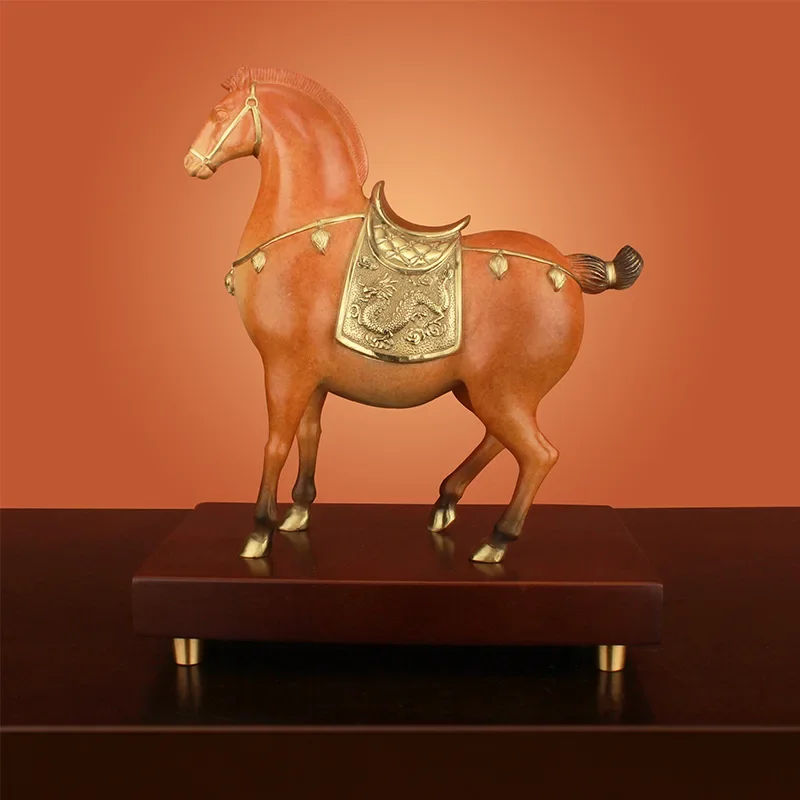 Atacado Home Office Decoração de mesa interna Feng Shui Bronze Metal Escultura de cavalo antigo chinês