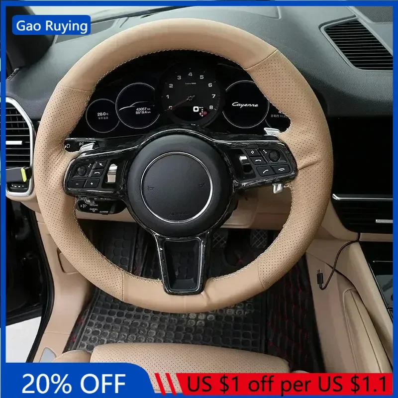 

Gao Ruying For Porsche Cayman 2016 Real Carbon Fiber Car Steering Wheel Frame Cover Decoration Interior Car Accessories