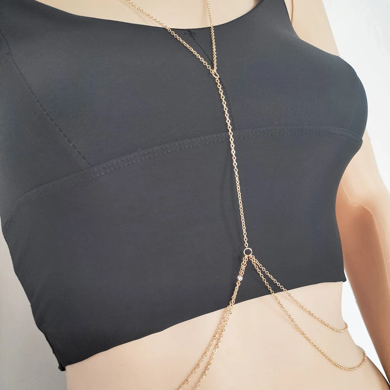 (.) Sexy Chest Chain Bikini Female Body Belly Chains for Women Cross Waist Chains