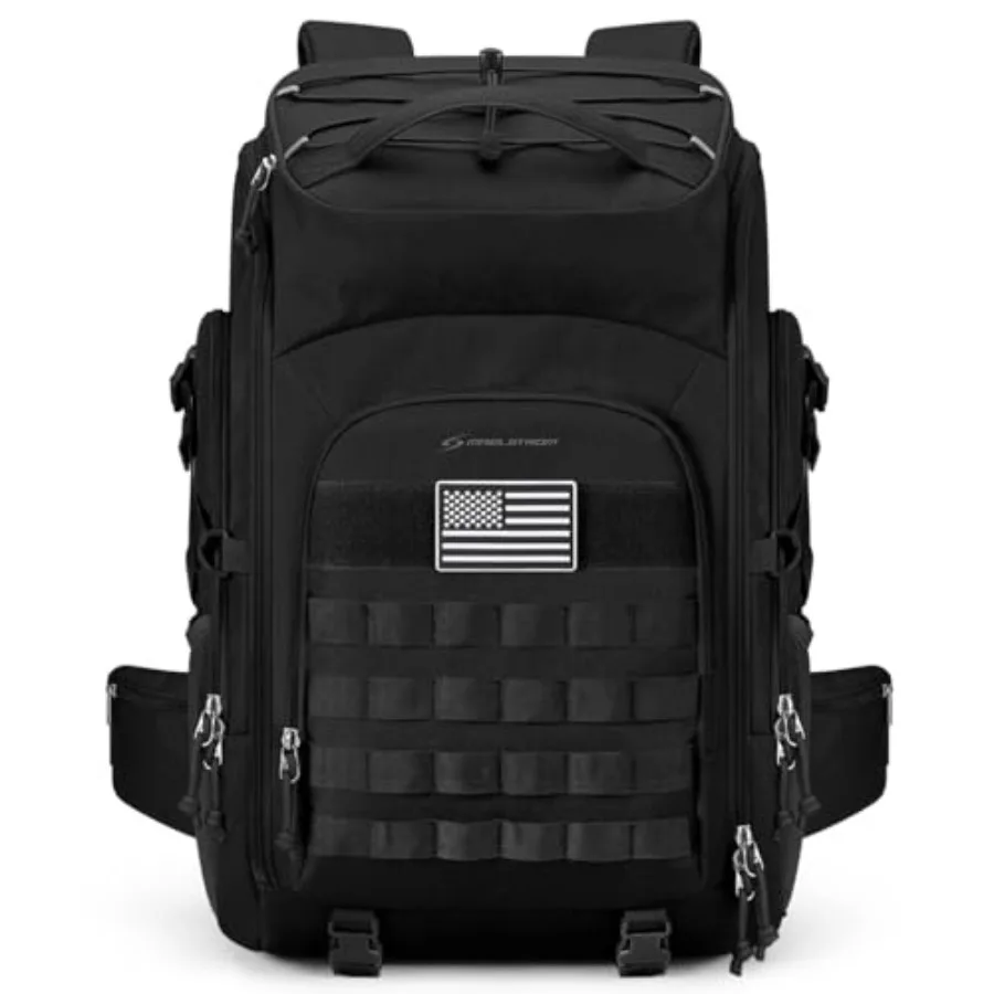 Tactical Backpack for Men, Water Resistant 40L Military Bag Molle System, 900d Polyester, Laptop Pocket, Load Compression, Trip