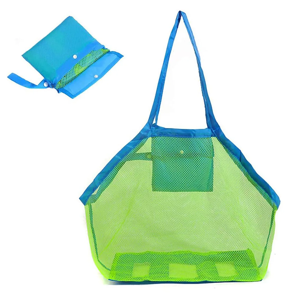 Mesh Beach Sand Toy Bags, Extra Large, Foldable Totes Storage Bag Quick Dry Net Tote for Kids ,Away from Sand Pool Backpack