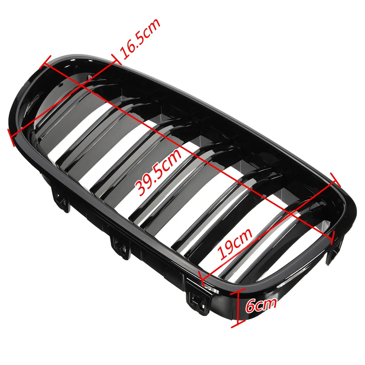 คู่กันชนหน้าDouble Slat Grill GrilleสําหรับBMW F10 F11 M5 535i 550i 528i 10-16 ด้านหน้าKidney Grille GLOSSสีดํา