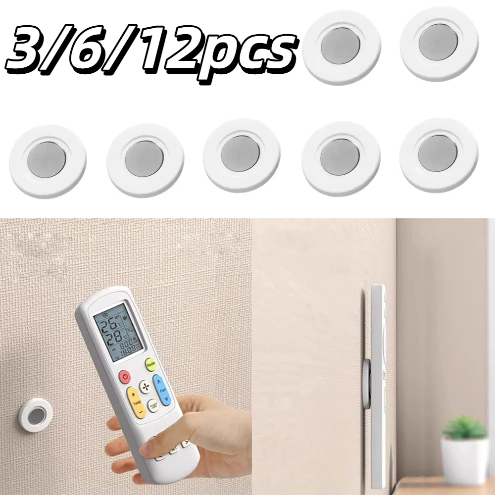 3-12pc Magnetic Remote Control Holder Air Conditioning Remote Control Wall Storage Magnetic Hook Non Perforated Magnetic Buckle