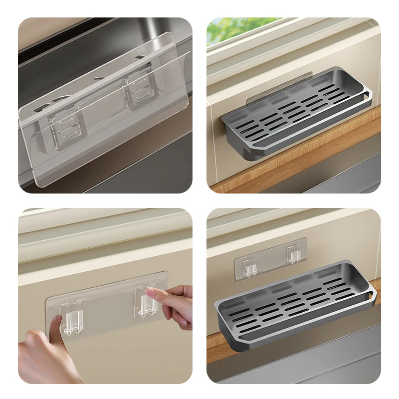 Kitchen Sink Organizer Drain Rack Self-draining Shelf Sponge Holder Dishcloth Faucet Storage Soap Drainer Kitchen Accessories