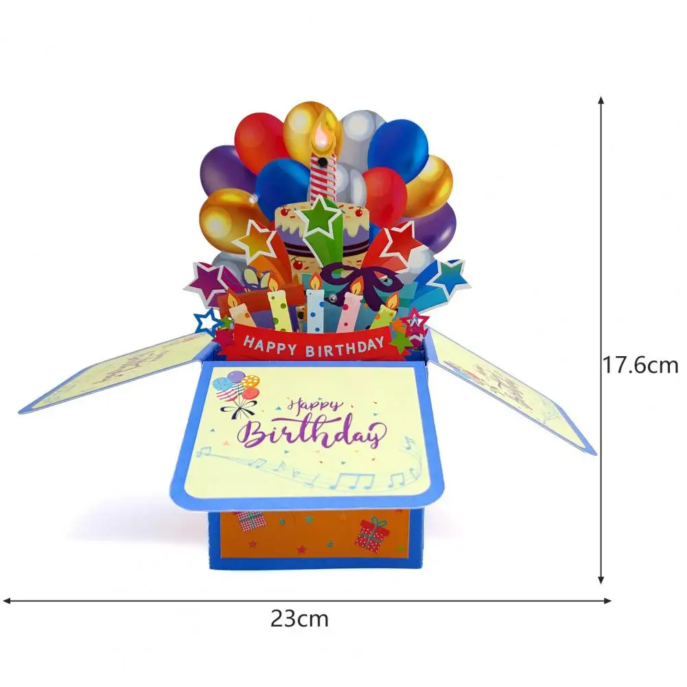 Happy Birthday Greeting Card With Light Candle Music Battery Operated 3D Surprise Greeting Card Pop Up Card Unique Gifts Him/Her