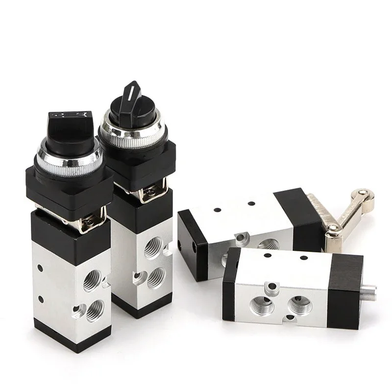 Pneumatic Mechanical Valve 2 Position 5 Way Manual Valve Air Switch Control Valve Push Button Momentary