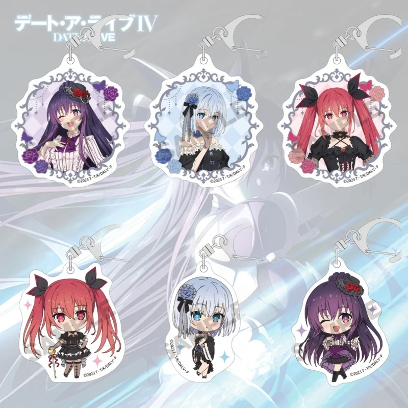 Date A Live Itsuka Shido Yatogami Tohka Tokisaki Llaveros de Estilo Gótico de Dibujos Animados Lindos, Llaveros de Anime, Etiquetas para Bolsas, Accesorios de Cosplay