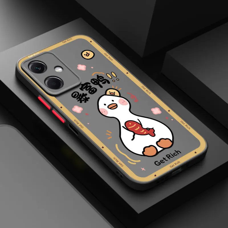 Xiaomi用の半透明の電話シェル,かわいい漫画のアヒル,redmi note 10,11,12,13 pro plus,9,11 s,4g,11e,11t,5g 9s,10s,12s, 9t