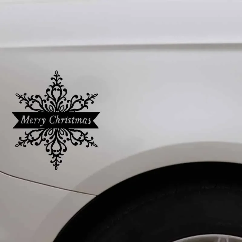 Decalcomanie con fiocchi di neve dal design creativo natalizio Decorazione per auto Personalità Adesivo impermeabile per finestrino per auto in PVC Nero/bianco, 19 cm * 16 cm