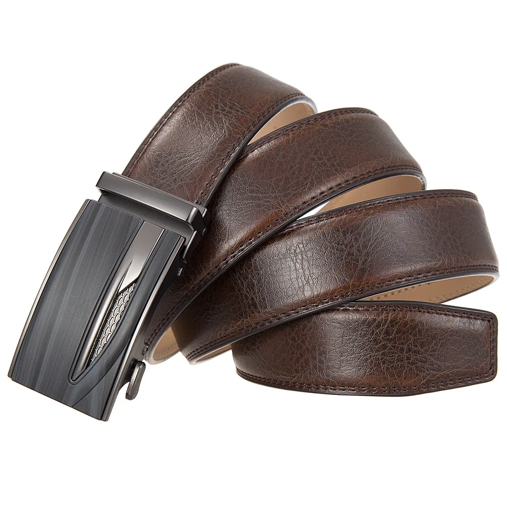 Herren gürtel hochwertige Echt ledergürtel Metall automatische Schnalle Luxus Herren gürtel Business Casual Rindsleder Taillen bund – Detail 12