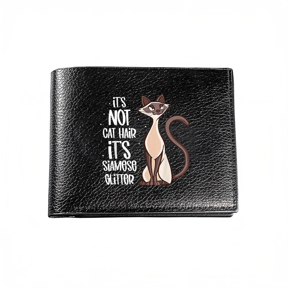 Its Not Cat Hair Its Siamese Glitter Mens Wallet Card Holder Casual Business Fashion Print Design