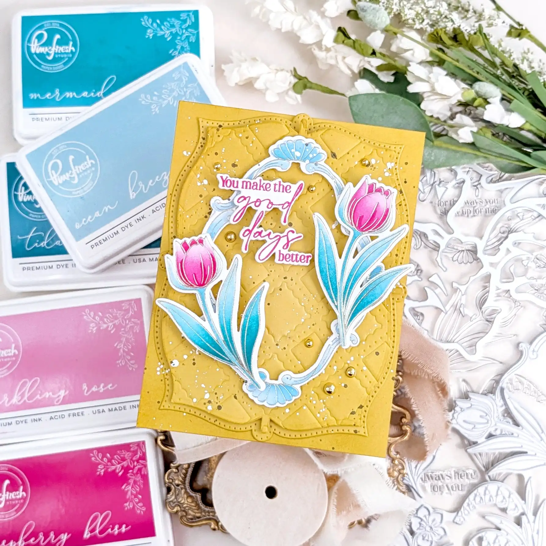 Pink Fresh Sunlit Table Bloom & Buds Cardinal Kiss Metal Cutting Dies Stamps Stencils DIY Handmade Scrapbook Diary May 2026 New