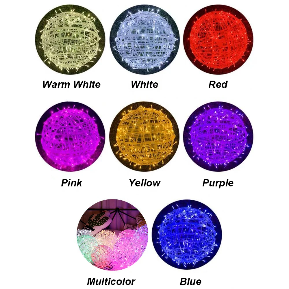 Outdoor Lighting Emitting Diode Rattan Ball Christmas String Lights 20/30cm No Plug Fairy Wreath Party