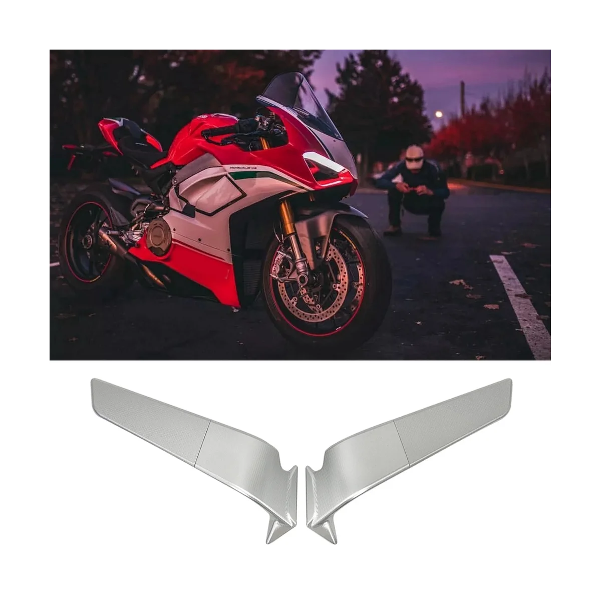 Motorcycle Side Rear View Mirrors Adjustable Rotating Windwing for Ducati Panigale V2 955 V4 1100 2020 2021